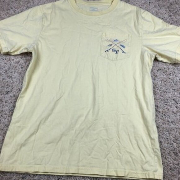 Southern Tide Yellow Pocket T-Shirt Sz Small S Frat Preppy Fishing Flipjack - Picture 4 of 9